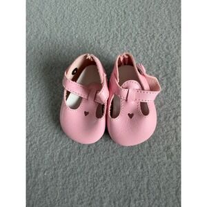 Pleasant Company American Girl Pink T-Strap Bitty Baby Shoes Heart Cutout